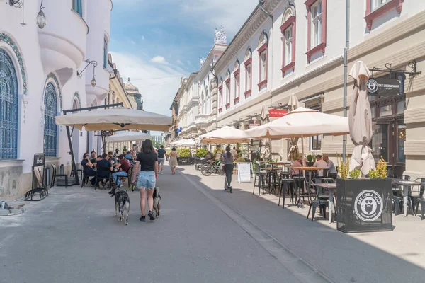 Timisoara, Romania - June 8, 2022: Strada Gheorghe Lazar street in old town of Timisoara.