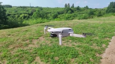 Gdansk, Poland - July 1, 2022: DJI mini 2 quadcopter UAV for commercial and recreational aerial photography.