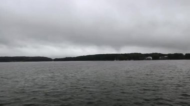 Ukiel lake at cloudy day. Lake in Olsztyn, Poland.
