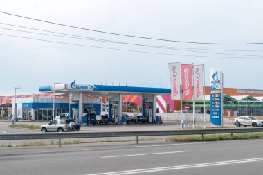 Oradea, Romania - June 9, 2022: Gazprom gas filling station.