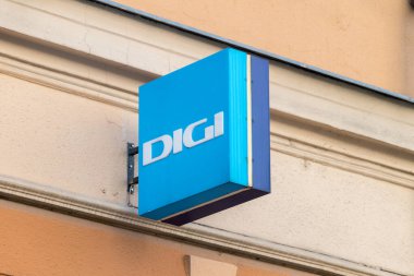 Debrecen, Hungary - June 11, 2022: Logo and sign of Digi Communications.