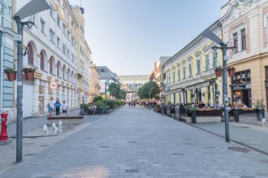 Nyiregyhaza, Hungary - June 11, 2022: Dozsa Gyorgy pedestrian street.
