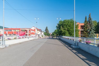 Svidnik, Slovakia - June 12, 2022: Street view in city center of Svidnik.