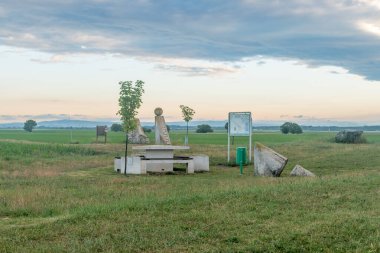 Rest area on the border of three countries in Europe's Schengen Area. Border of Hungary, Austria and Slovak.
