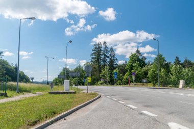 Vysny Komarnik, Slovakia - June 12, 2022: Entrance road to Republic of Slovakia.