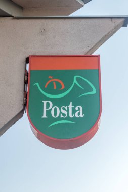 Nyiregyhaza, Hungary - June 11, 2022: Logo of Hungarian Post (Magyar Posta).