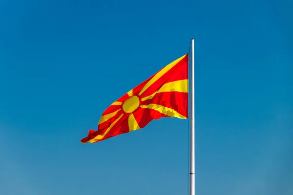 Macedonian National Flag Blue Sky — Photo