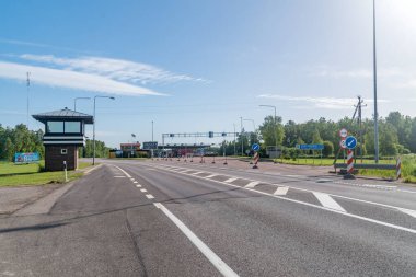Ikla, Estonia - June 19, 2022: Entrance road to Estonia.