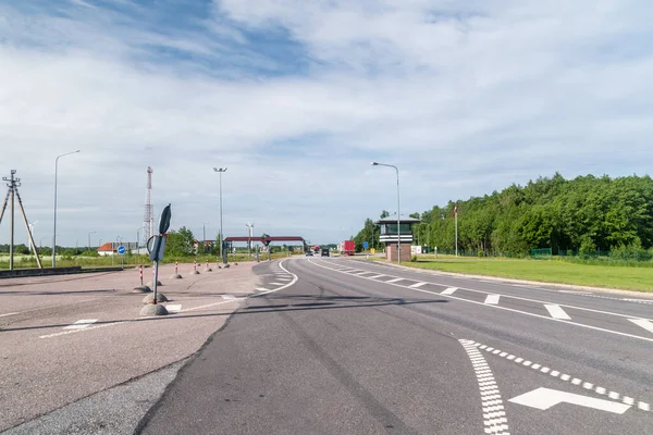 Ainazi, Latvia - June 19, 2022: Entrance road into Latvia.