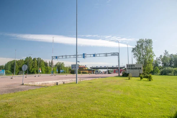Ikla, Estonia - June 19, 2022: Entrance road to Estonia (Estonian: Eesti Vabariik).