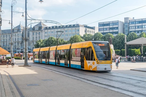 Debrecen, Hungary - June 11, 2022: Tram on Debrecen street.