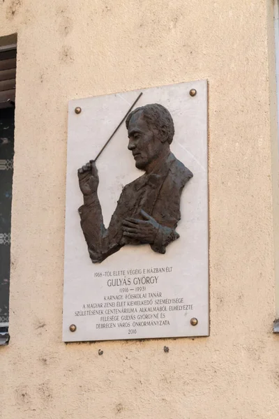 Debrecen Hungary June 2022 Commemorative Plaque Gyorgy Gulyas Hungarian Head — Stock Photo, Image