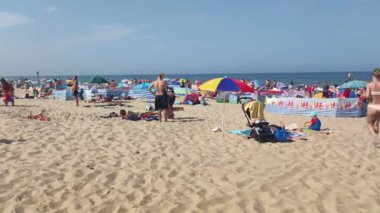 Stegna, Poland - August 28, 2022: Crowded Stegna beach at summer time.