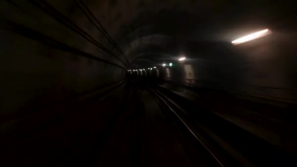 Pov Conducir Túnel Subterráneo Tren Subterráneo — Vídeos de Stock