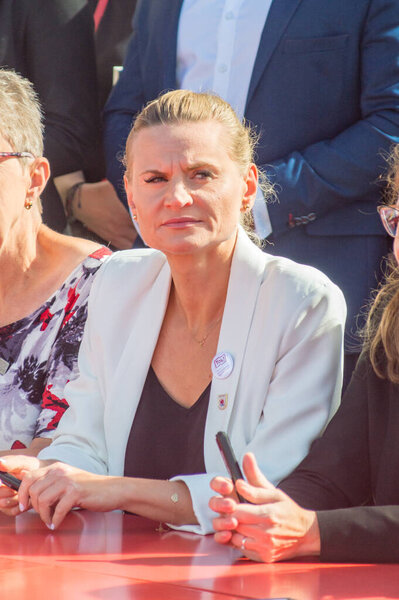 Gdansk, Poland - August 31, 2022: Marta Makuch at round Self-Government Table on the 42nd anniversary of the August Agreements. Marta Makuch is the vice-president of Slupsk.