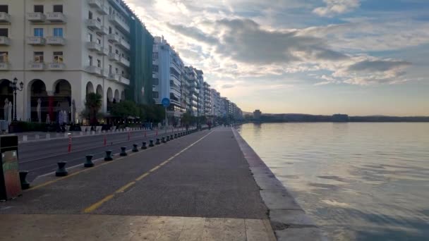 Thessaloniki Grekland September 2022 Bankinsättning Thessaloniki Morgonen — Stockvideo