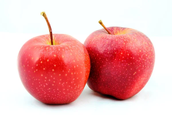 Tasty Fresh Two Red Apples Isolated White Background — Photo