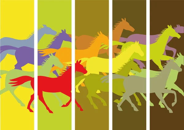 Fondo con caballos corriendo — Vector de stock