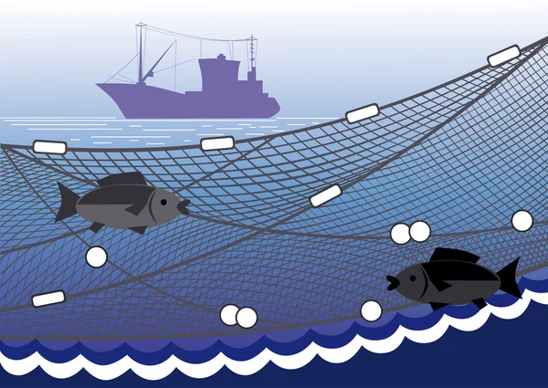 Αλιεία στη θάλασσα Διάνυσμα Αρχείου