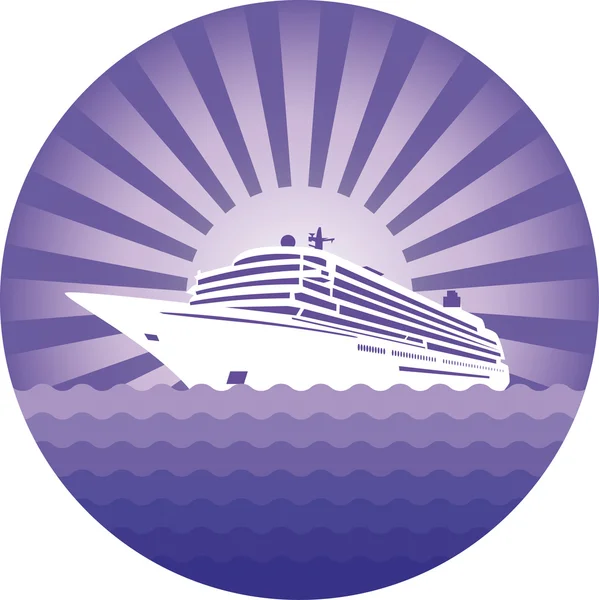 Emblem with cruise liner — Stock Vector