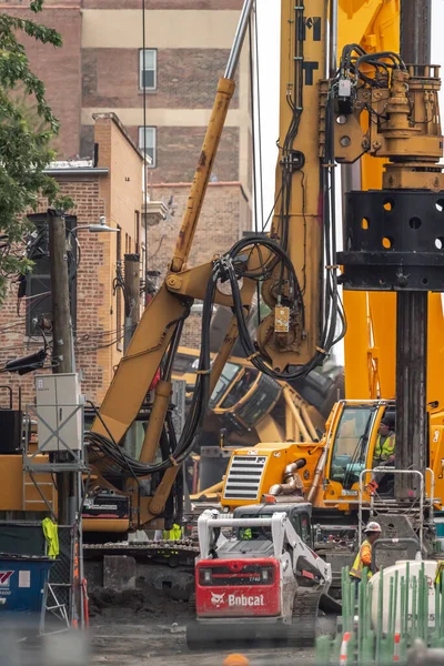 Chicago October 6Th 2021 Construction Crane Lays Tipped Upside Accident — Stock Photo, Image