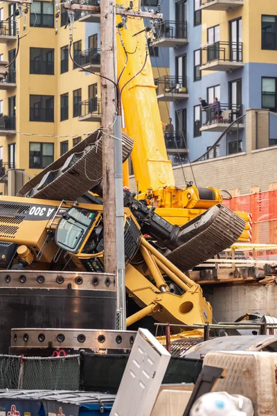 Chicago October 6Th 2021 Construction Pile Driving Drill Rig Tips — Stock Photo, Image