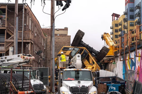 Chicago October 7Th 2021 Comed Electricians Work Restoring Power Construction — Stock Photo, Image