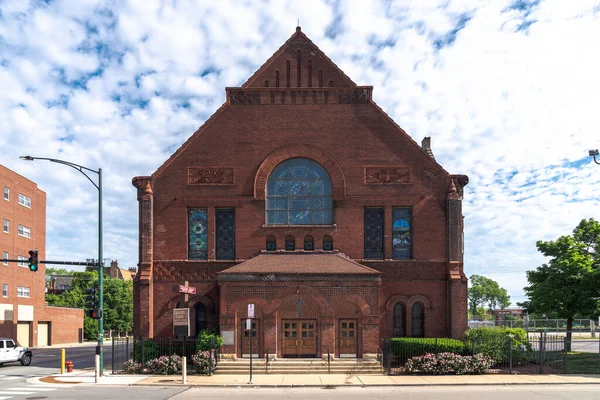 Chicago Junio 2022 Histórica Iglesia Bautista Ladrillo Rojo Greater Union —  Fotos de Stock