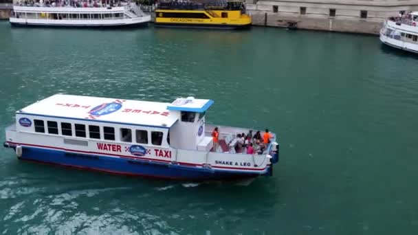 Chicago July 2Nd 2022 Shoreline Sightseeing Water Taxi Carries Passengers — Video Stock