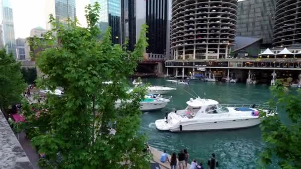 Chicago July 2Nd 2022 Large Boats Yachts Exchange Positions Docks — Stockvideo