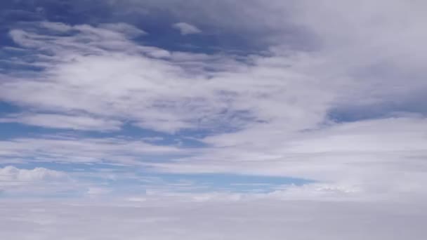Aerial View Airplane Window Flies Layers White Clouds Blue Sky — Wideo stockowe