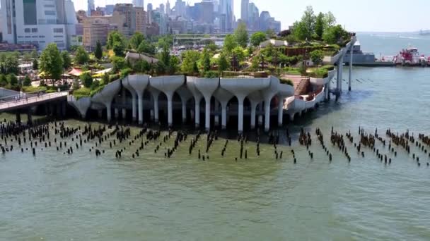 Нью Йорк Июня 2022 Года Туристы Стекаются Литтл Айленд Одно — стоковое видео