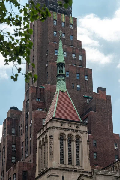 Beautiful View Green Copper Steeple Our Savior Roman Catholic Church — Stock Photo, Image