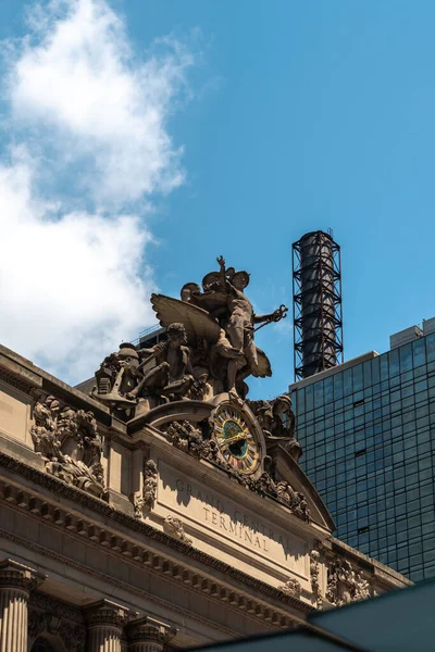 View Looking Top Grand Central Terminal Building Clock Blue Sky — Foto Stock