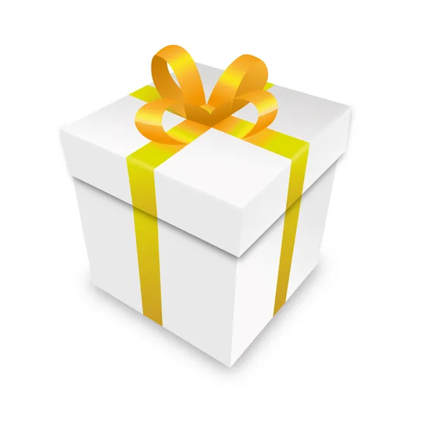 Coffret cadeau paquet cadeau or jaune colis emballage Noël valentine — Image vectorielle
