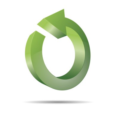 3D ok yönünde dairesel yuvarlak yeşil işaretçi tasarım doğa simgesi logo marka