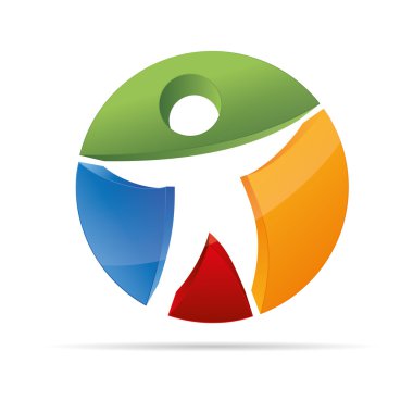 bir daire renkli çöp adam sembol kurumsal tasarım simgesi logo marka 3D soyut şekilde