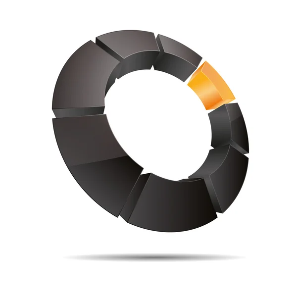 3D abstrakt ring cirkulära hörn kub orange sol sommar symbol företags design ikon logotyp varumärke — Stock vektor