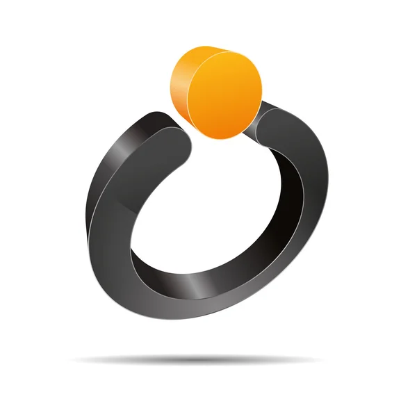 3D abstrakt ring pärla sol sommar smycken peka orange symbol företags design ikon logotyp varumärke — Stock vektor