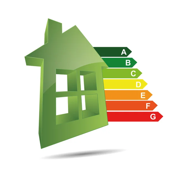3D abstraktion logotyp symbol ikonen eigenheim hem energi energi energieffektivitet klass makt kostnad — Stock vektor