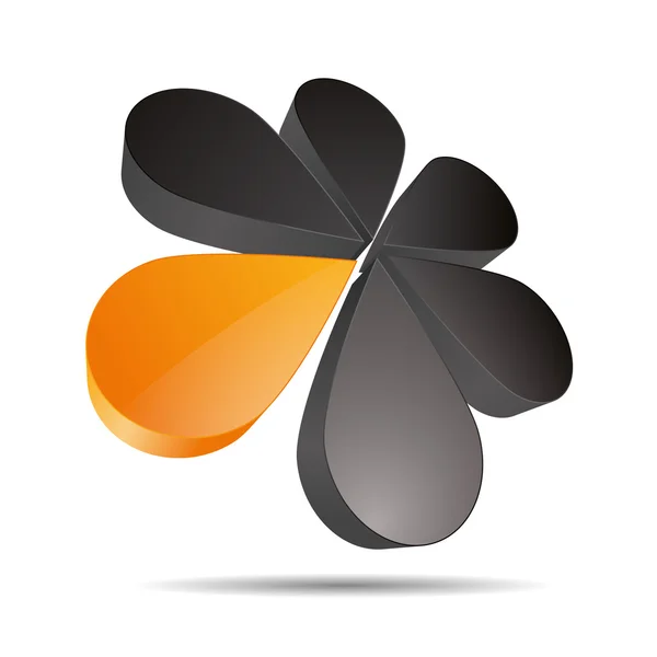 3D astratto goccia fiore circolare arancio sole estate rotondo sole girasole simbolo corporate design icona logo marchio — Vettoriale Stock