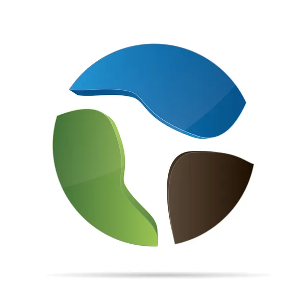 3 d の抽象化ロゴ波自然バイオ エコ世界企業のロゴデザイン アイコン サイン ビジネス — ストックベクタ