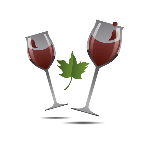 3D abstraction wine vine glas leaf bottle vineyard corporate logo design icon sign — Stock Vector