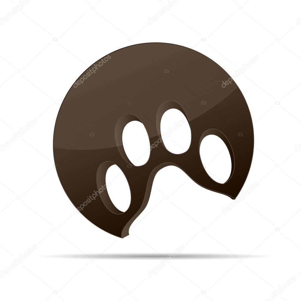3D soyutlama köpek pençe hayvan kedi kahverengi kurumsal logo tasarım