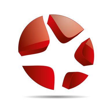 3D soyut kırmızı yıldız denizyıldızı Noel şablon tasarım simgesi logo marka