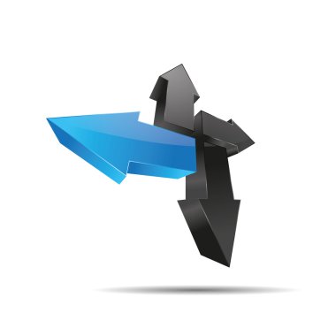 3D mavi ok yönünde haç sembolü kurumsal tasarım simgesi logo marka