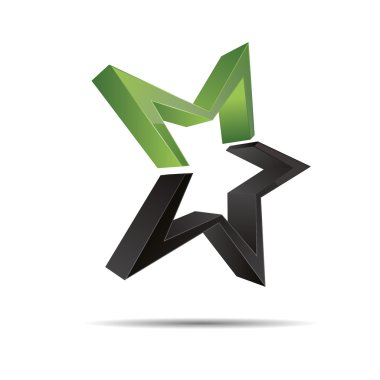 3D soyut yeşil doğa Eko star deniz yıldızı Noel şablon tasarım simgesi logo marka ahşap