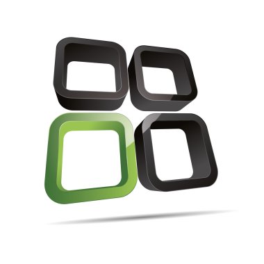 3D soyut kurumsal yeşil eco bio doğa küp pencere tasarımı simgesi logo marka yuvarlak