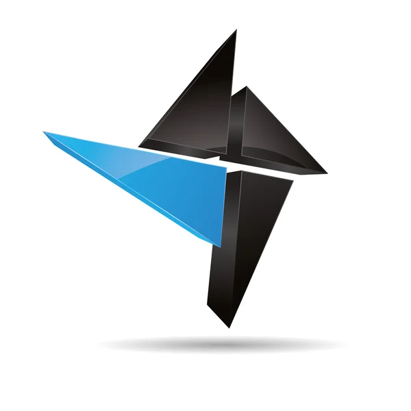 3D abstract corporate blue water sky ocean angular cross triangular halft design icon logo trademark — Stock Vector