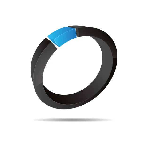 3D astratto aziendale blu acqua mare cielo anello gioielli perla design icona logo marchio — Vettoriale Stock